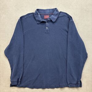 Vintage Tommy Bahama Long Sleeve Blue Silk Blend Polo Shirt Mens Size 2XL